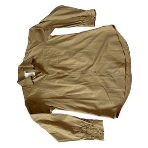 Bachrach Mens Beige Cotton Long Sleeve Button-Up Shirt